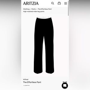 Aritzia The Effortless Pant Black Size 4 NWT